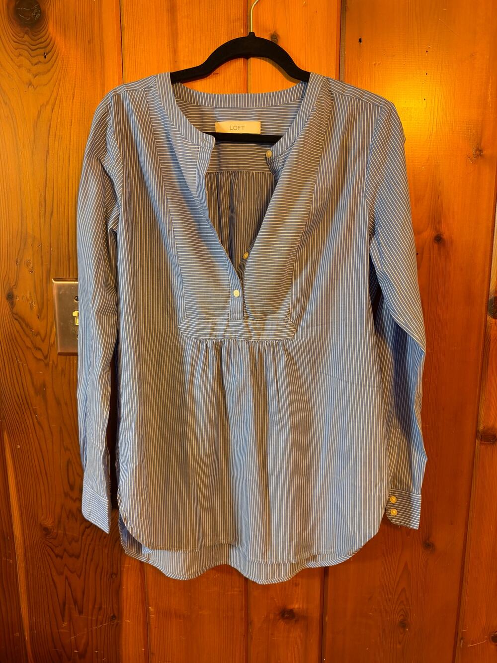 Ann Taylor Blue and White Striped Dress Top Size M